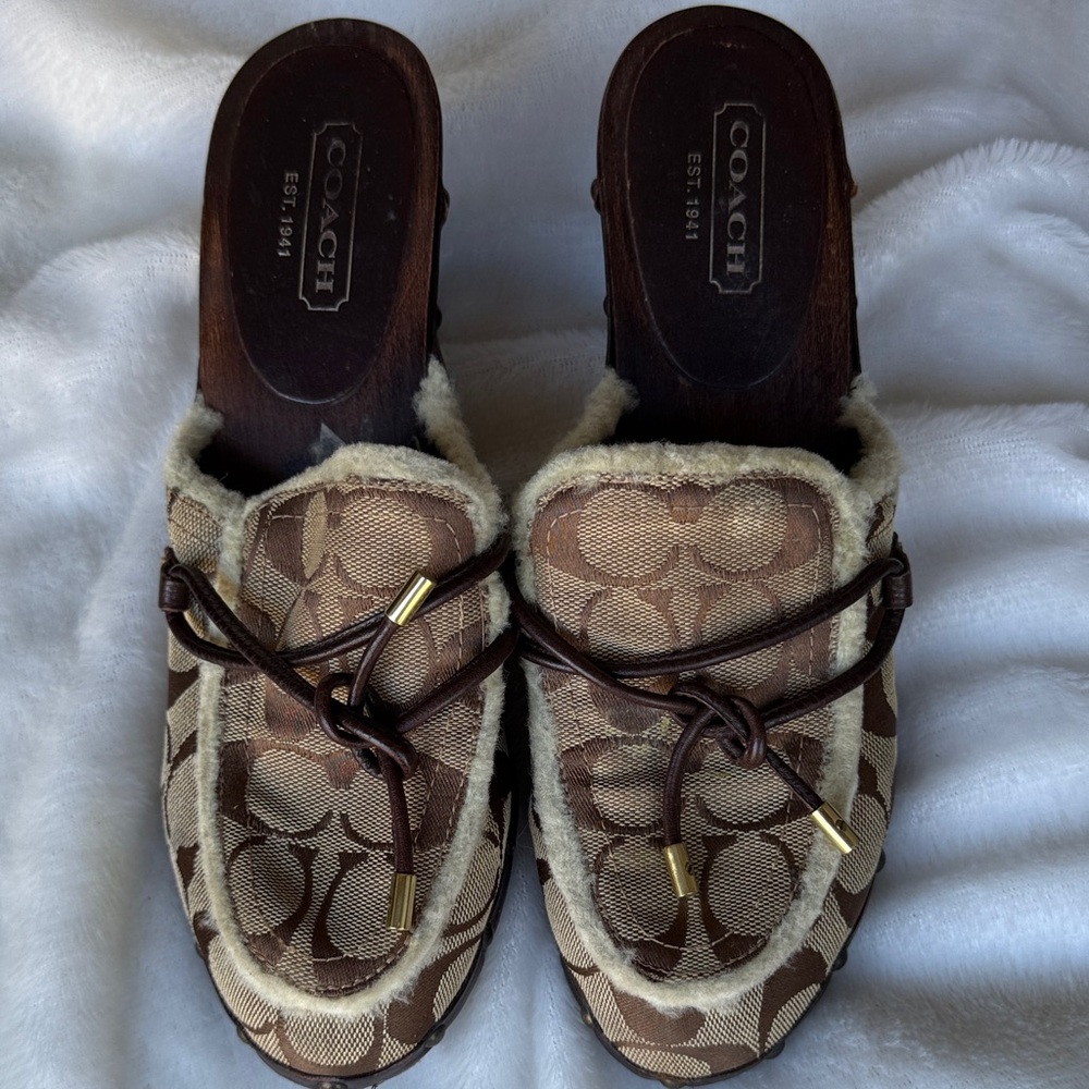 Coach Women's Tan and Brown Mules